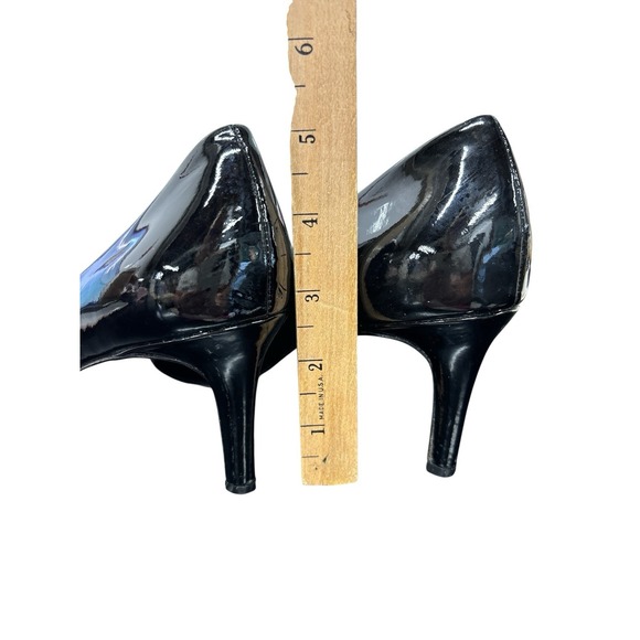 Ann Taylor Perfect Pump Almond Toe‎ Black Patent Leather Timeless Heels Size 9M - Picture 9 of 10